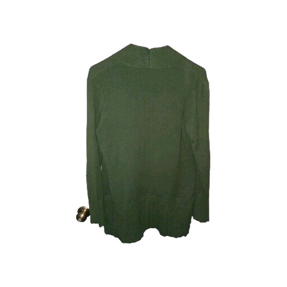 Essentials Milano Olive Green Wool Blend Open Cardigan L Dark Academia Preppy - Picture 3 of 4